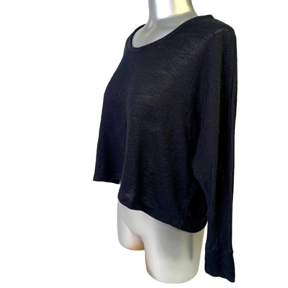 Bozzolo black oversized long sleeves  crop top - Picture 2 of 10